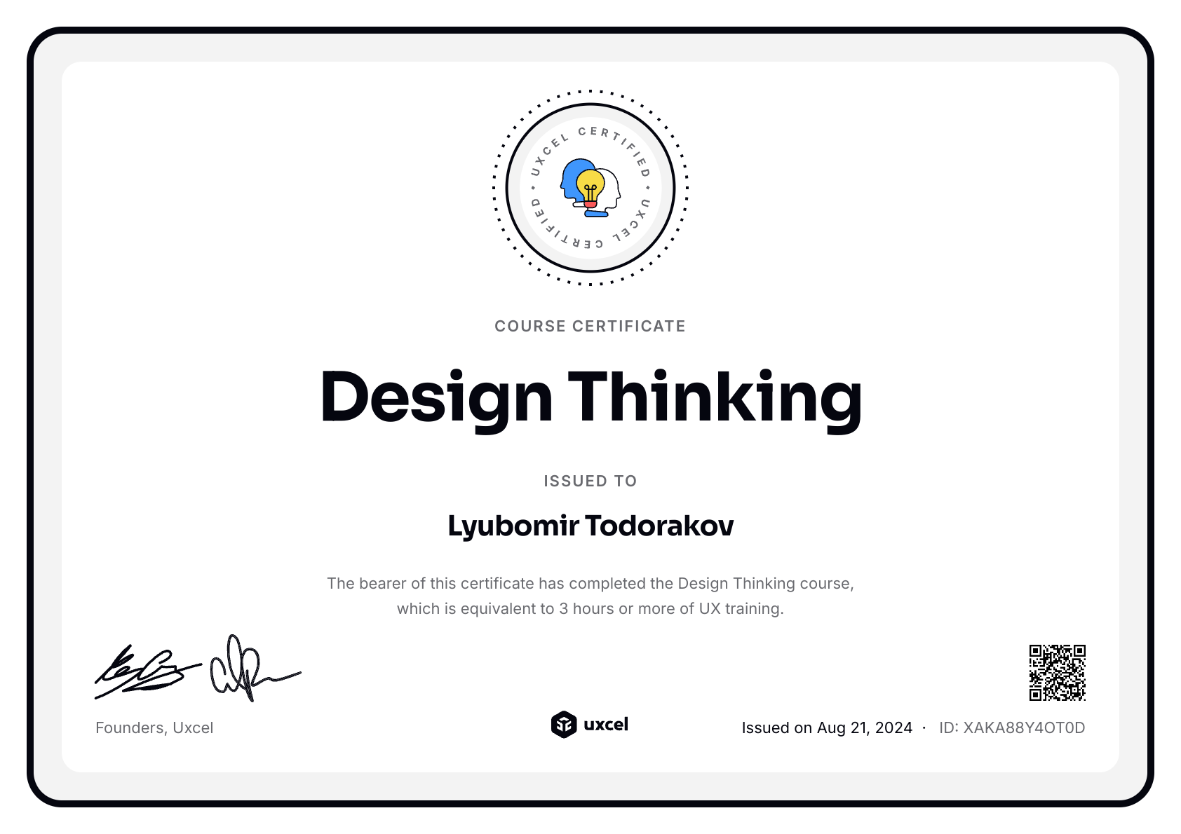 Lyubomir Todorakov's certificate